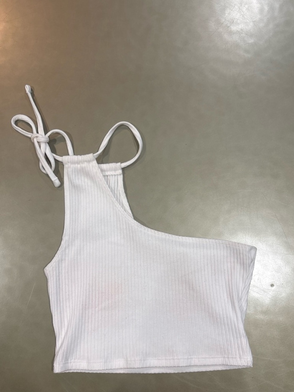 Aerie White Ribbed One-Shoulder Crop Top